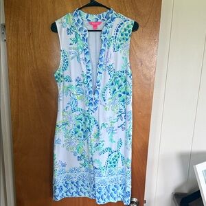 Lilly Pulitzer Blue and Green Patterned Swim Cover-Up